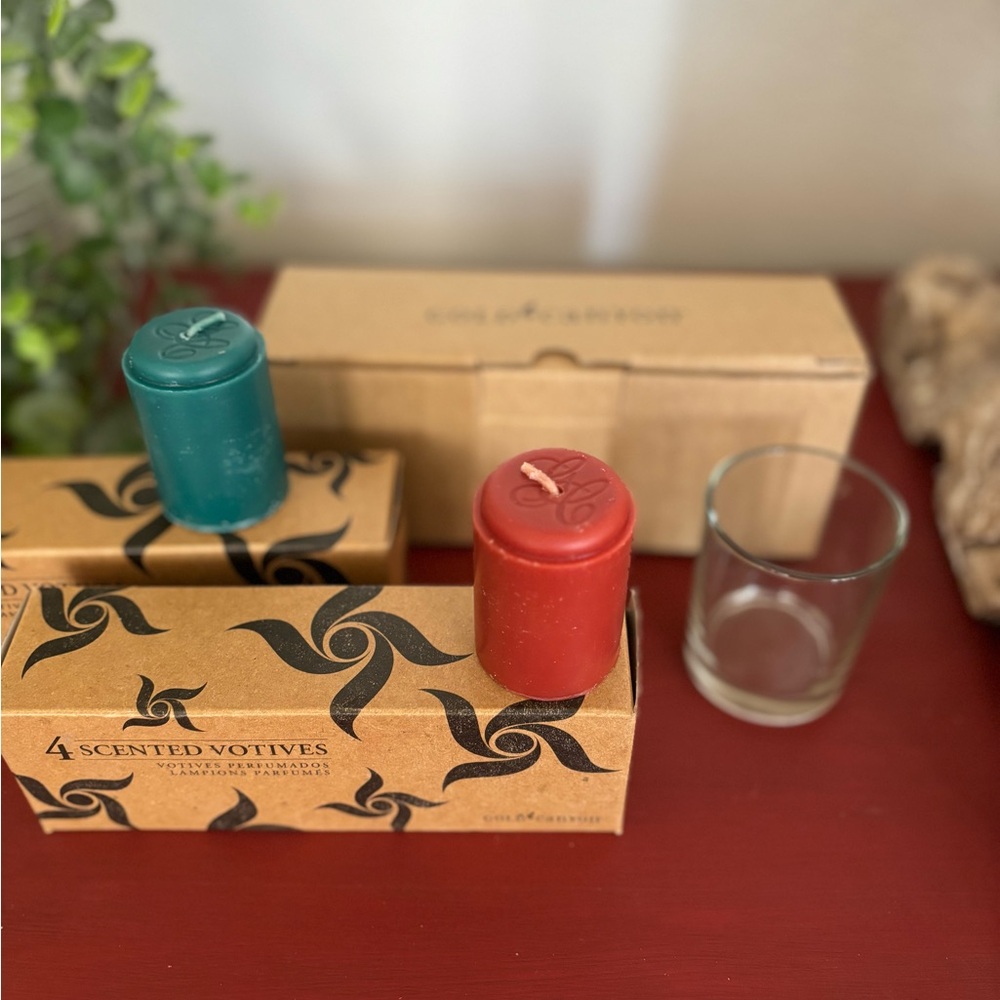 Gold Canyon Glass Votives and 8 Votive Candles